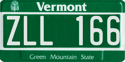 VT license plate ZLL166