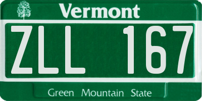 VT license plate ZLL167