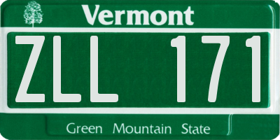 VT license plate ZLL171