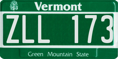 VT license plate ZLL173