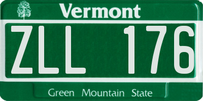 VT license plate ZLL176