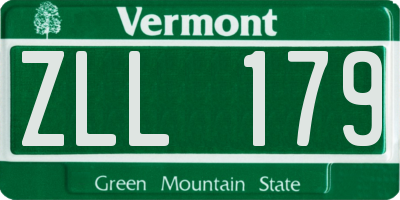 VT license plate ZLL179