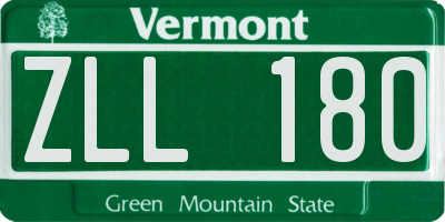 VT license plate ZLL180