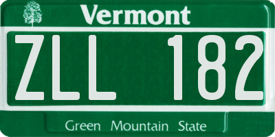 VT license plate ZLL182