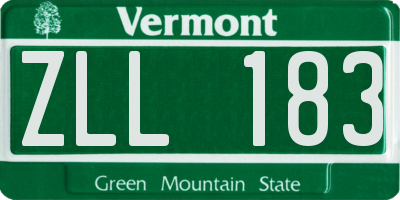 VT license plate ZLL183