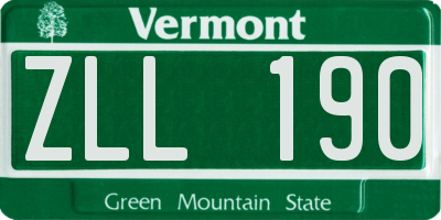 VT license plate ZLL190