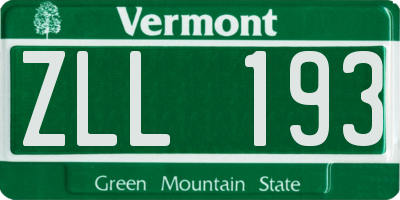 VT license plate ZLL193