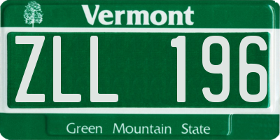 VT license plate ZLL196
