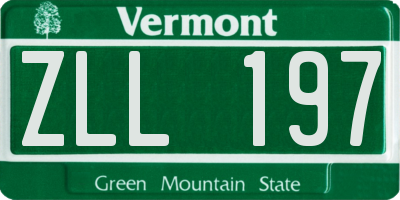 VT license plate ZLL197