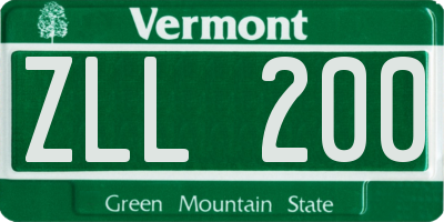 VT license plate ZLL200