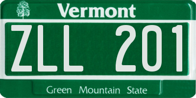 VT license plate ZLL201