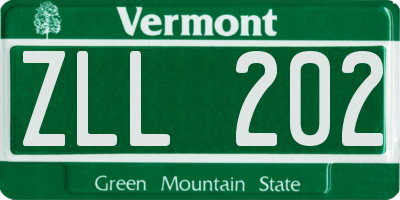 VT license plate ZLL202