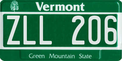 VT license plate ZLL206