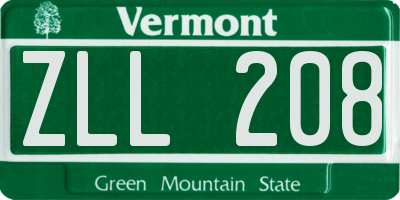 VT license plate ZLL208