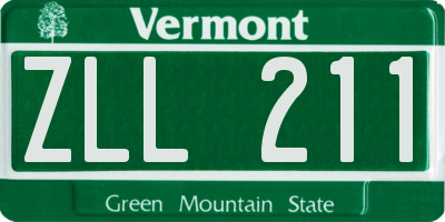 VT license plate ZLL211