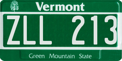 VT license plate ZLL213