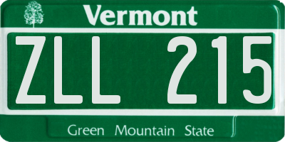 VT license plate ZLL215