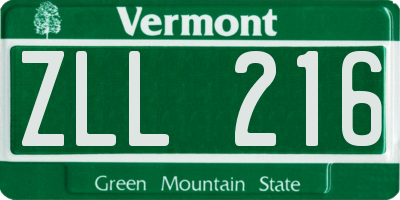 VT license plate ZLL216