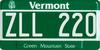 VT license plate ZLL220