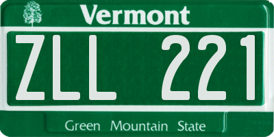 VT license plate ZLL221