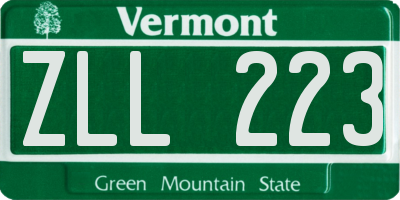 VT license plate ZLL223