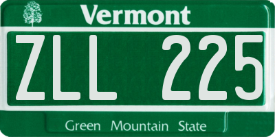 VT license plate ZLL225