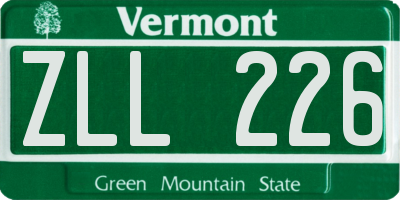 VT license plate ZLL226