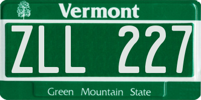 VT license plate ZLL227