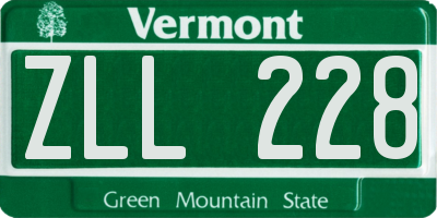VT license plate ZLL228