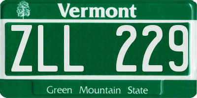 VT license plate ZLL229