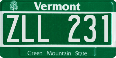 VT license plate ZLL231