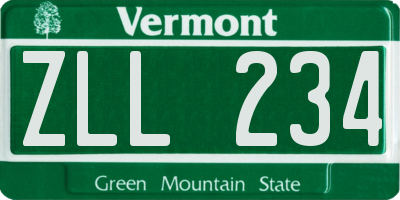 VT license plate ZLL234
