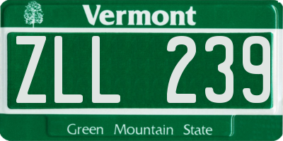VT license plate ZLL239