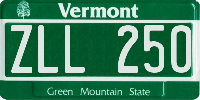 VT license plate ZLL250