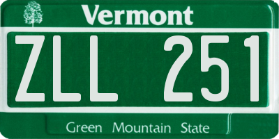 VT license plate ZLL251