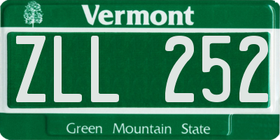 VT license plate ZLL252