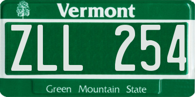 VT license plate ZLL254