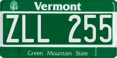 VT license plate ZLL255