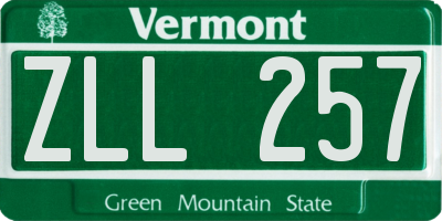 VT license plate ZLL257