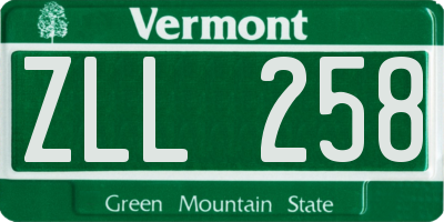 VT license plate ZLL258