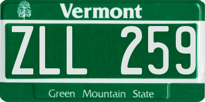 VT license plate ZLL259