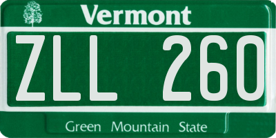 VT license plate ZLL260