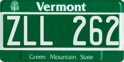 VT license plate ZLL262
