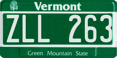 VT license plate ZLL263