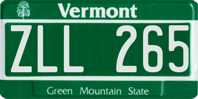 VT license plate ZLL265