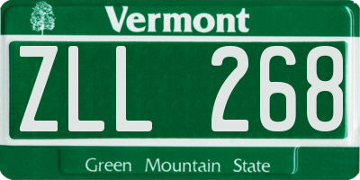 VT license plate ZLL268