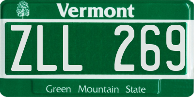 VT license plate ZLL269