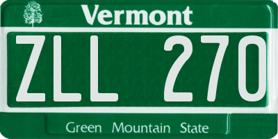 VT license plate ZLL270