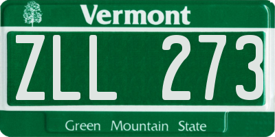 VT license plate ZLL273