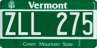 VT license plate ZLL275